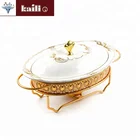 Restaurant Equipment Egg Shaped Golden Food Warmer Used Alcohol