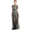Wholesale Summer Fashion Short Sleeved Black Lace Mesh Cloth Transparent Ladies Mini Dress