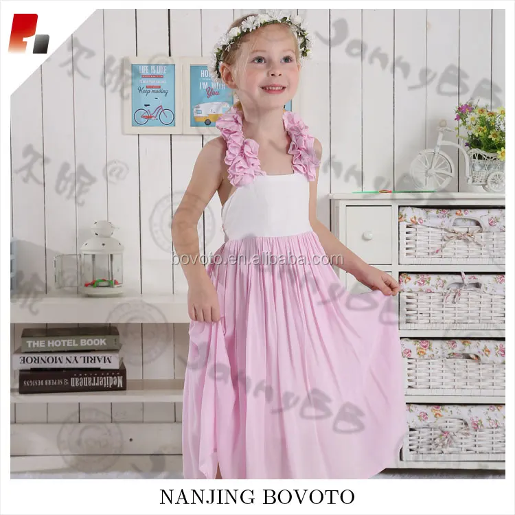 Boutique Remake Pink Backless Kids Bridesmaids Dresses Wedding