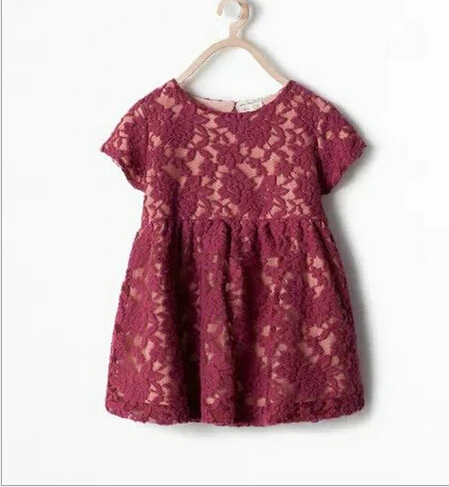 Hot Sales Girls Lace Dresses 2015 Summer Short sleeve Gauze Elegant Princess Dress Fashion Brand Dancing Dress Kids 7pcs/lot