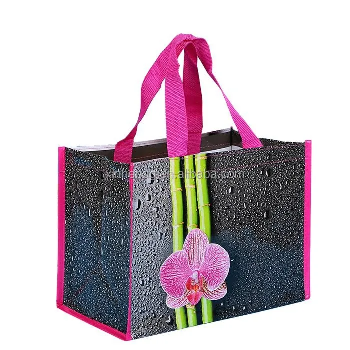 fancy promotional glossy laminated gift pp woven shopping bag