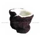 Men fashion style jacquard button snood scarf with fake fur warm lining winter warm knit scarf
