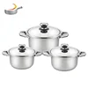 China factory induction bottom 6pcs stainless steel casserole set SS cookware sets with thermometer knob