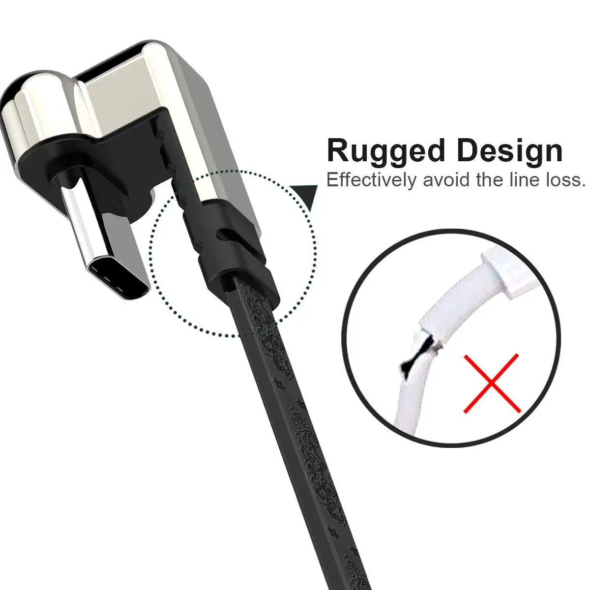 6ft 2.4A Fast Charging Type C USB Cable 180 Degree Game Cord for Samsung S10 S9 S8 - ANKUX.COM
