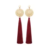 New vintage Bohemian earrings with stylish hand-crafted long fringed earrings hand weave round rattan long tassel earring