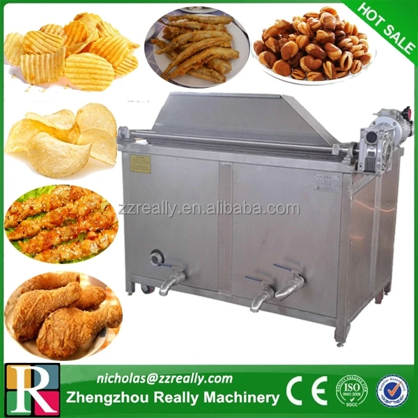 high capacity frying machine, auto discharge and stir potato