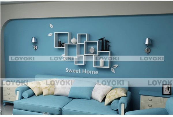 living room wall Wood Cube Shelf OEM decoration led flower pot for hotel