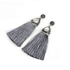 Wholesale Turkey Jewelry Earring Women Gray Silk Tassel Pearl Boho Dangling Earrings