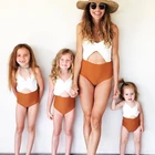 Parent Child Swimsuit Bikini 2019 New Cut Out Center Tankini Swimming Suit Beachwear Mom Kid Mother Daughter