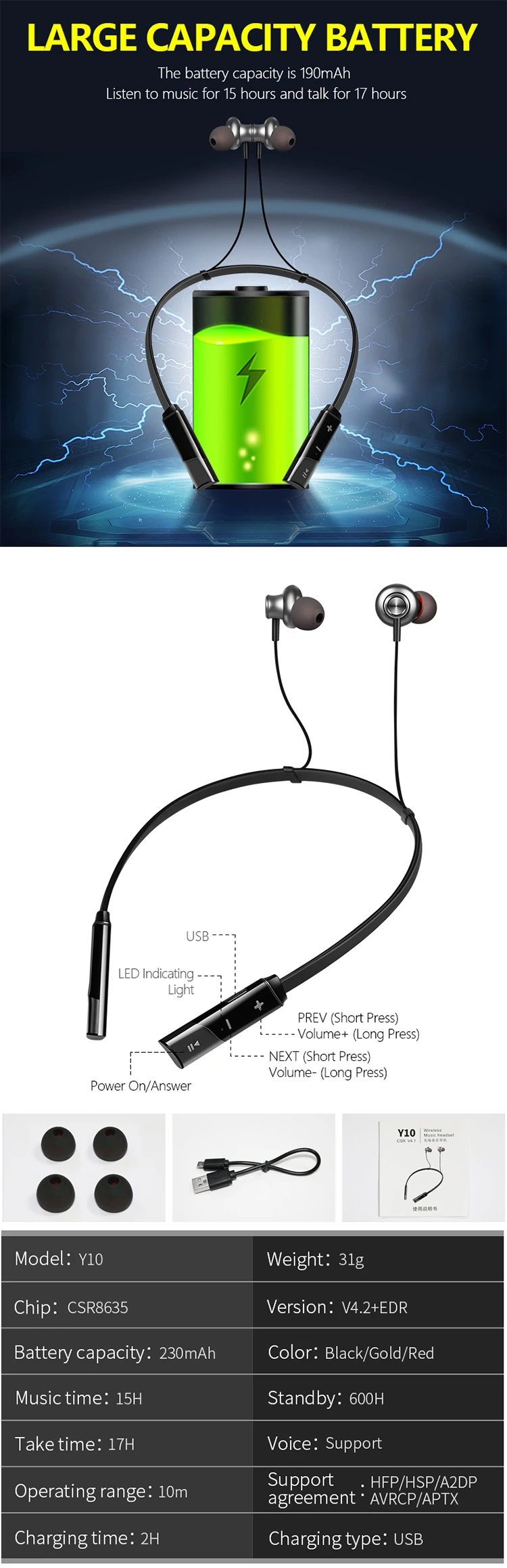 CSR Magnetic Wireless Bluetooth HD Sound Headphones With Long Life Battery - ANKUX.COM