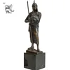 large metal art bronze standing roman soldier warrior with weapon spear and shield statues with base art sculpture BSG-225