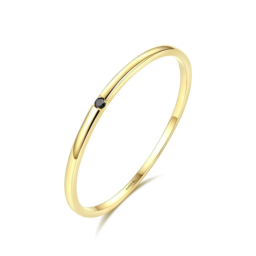CZCITY очарование классический 14K кольцо из цельного золота ювелирные изделия изящный черный камень кольца для женщин