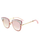 Fashion Style Bling Bling Diamond Cheap Eye Glasses Shinning Chaton Eyeglasses Oversized Sunglasses