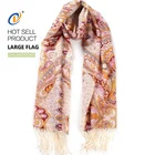 Top quality cheap price new design twill silk scarf printing women with tassel