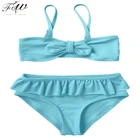 Children swimsuit two piece Ruffle cute little girls Bow Frilled Kids Bikini Set