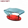 Well designed living room modern bent glass coffee table with revolving function
