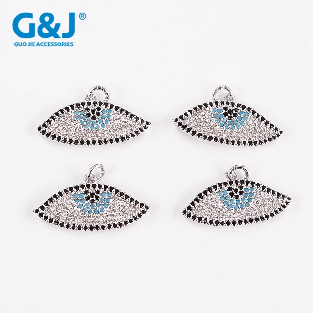 Guojie brand wholesale women fashion jewelry copper microscope gem stone evil eye pendants