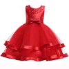 Baby Frock Design Latest Fashion Party Wear Beautiful Red Color Flower Girl Dress For Wedding L5017