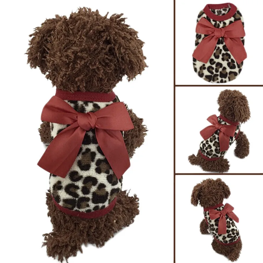 New Pet Dog Puppy Cat Winter Leopard Clothes Cute T-Shirt Soft Warm Coat hot selling