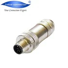 Bulkhead receptacle shielded 8p male m12 assembly connector