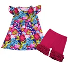 Wholesale Icing Ruffle Flutter Sleeve Baby Girl Outfit Children's Boutique Clothing