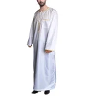 Newest High Quality Cotton Men Jubah Casual Saudi Style White Muslim Thobe Full Length Embroidery Islamic Men Clothing