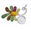 Wholesale Korea Fashion Crystal Simple Colorful Stone Peacock Interchangeable Snap Button Jewelry Necklace Pendant