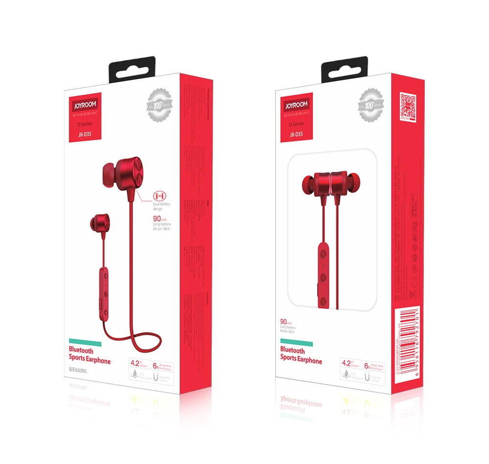 JOYROOM JR-D3S BT 4.2 Dual Battery Headset Sports Earphones Wireless - ANKUX.COM