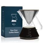 Borosilicate Glass Pour Over Hand Drip Coffee Maker Glass Carafe Coffee maker Pot with Filter