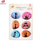 MORCART Original Design Halloween Painted Stone Black Cats 3d Epoxy Resin Fridge Magnet