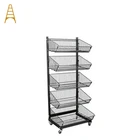 Wholesale Potato Chip Snack Metal 4 Wire Basket Display Rack Stand Shelf