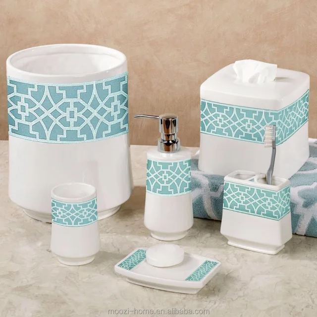 elegant white ceramic bath set hotel bathroom amenity sets
