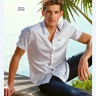 white cotton printing short sleeve men's high-class shirt
