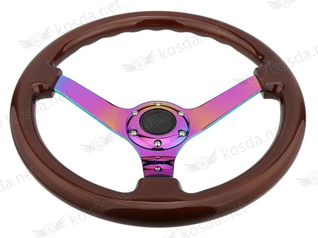 350mm Wood Steering Wheel Neochrome Spoke Wood3