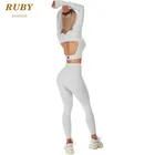 Fashion white sports bra long women yoga leggings
