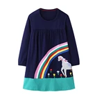 Mudkingdom Unicorn Rainbow Pattern Lovely Clothes Little Girl Dress Kids Dress