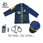 7pcs kids police play toy set,children role play costume with working walkie talkie