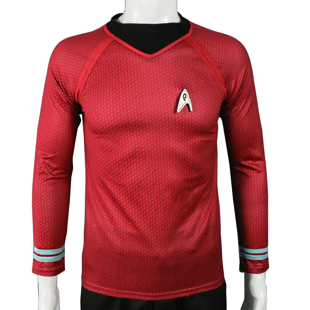 Star Trek in The Dark Captain Kirk Shirt Shape Cosplay Costume Red Version Size  For Men (2)