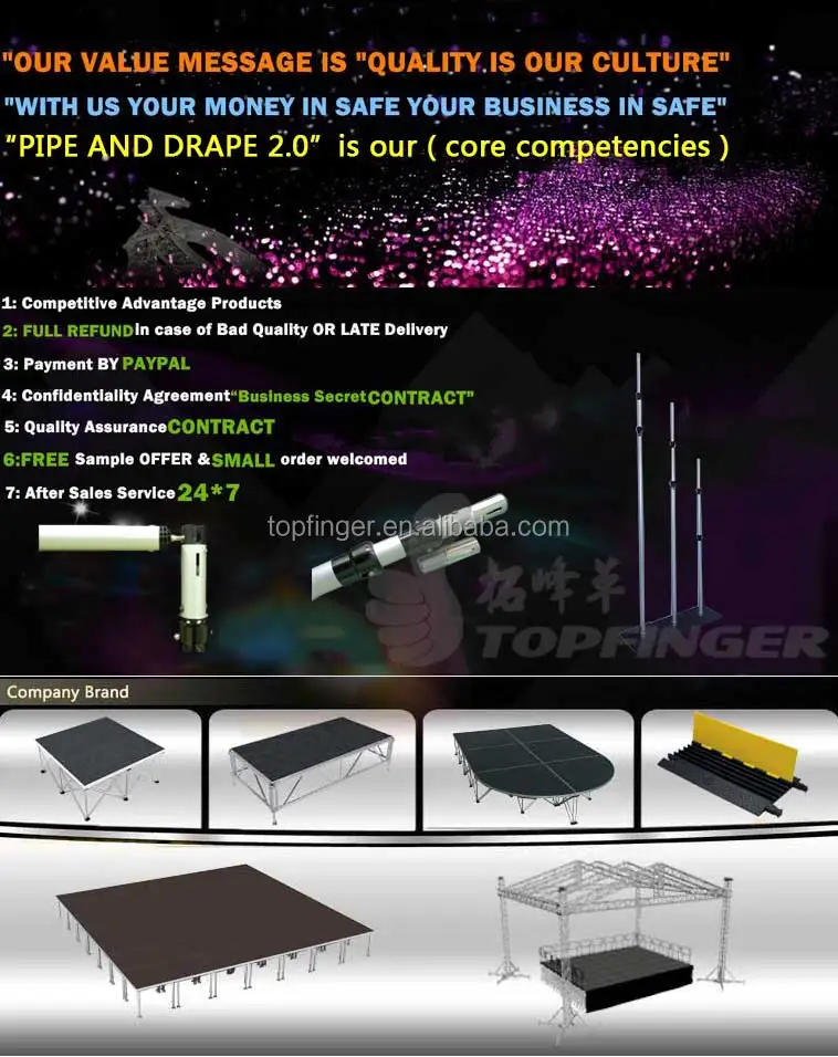 Best service aluminum retractable pipe drape stand with drapery
