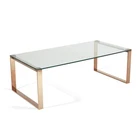 Wholesale stainless steel metal tempered glass tea table coffee table modern in rose gold color