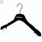 Dress hanger black velvet coat hangers with logo