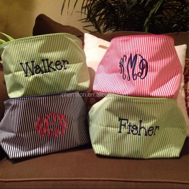 personalized seersucker stripe easter basket