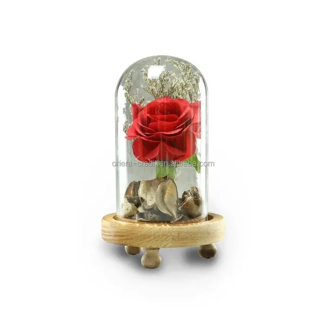 artificial flowers, sacow never withered roses in glass romantic