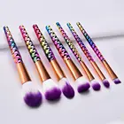 2019 honeycomb white and purple hair 6pcs makeup brush kit glitter brushes makeup set