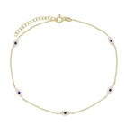 Anklet Bracelet Foot Jewelry 14K Gold Plated 925 Sterling Silver Tiny Evil Eye Anklet Bracelet