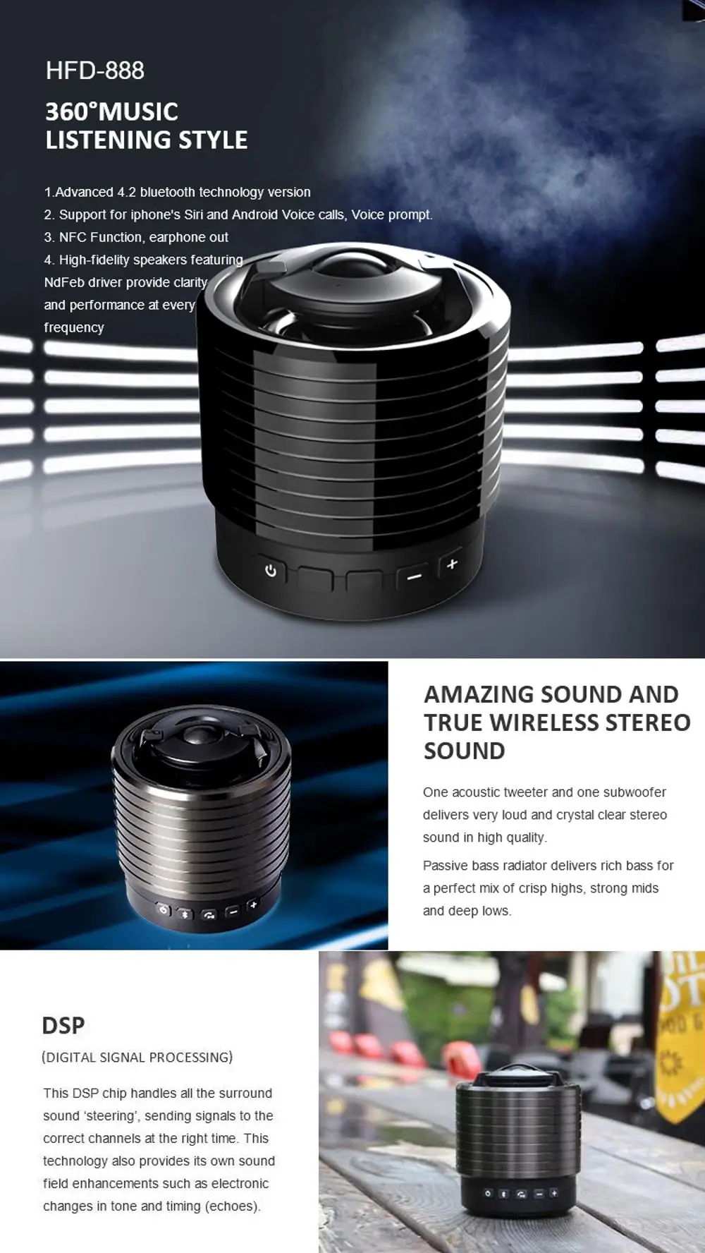 Hi-FiD Strong Bass 20W Car Subwoofer Personal Use Speaker Bluetooth Speaker - ANKUX.COM