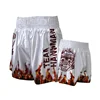 100% polyester satin firepower printed mma ultimate fighting muay thai boxing shorts