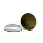 Flat window round tin box with metal lid