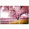 Cherry Blossom Trees Wall Art/3 Pieces Autumn Forest Canvas Print/Wood Frame Giclee Canvas Artwork