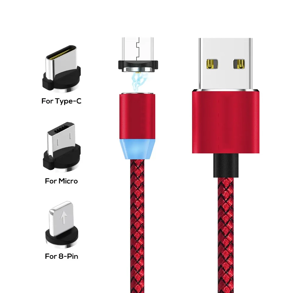 Hot Amazon Light Micro Type C Multi 3 in 1 Nylon Braided Automatic Adsorption Magnetic USB cable wire - ANKUX.COM